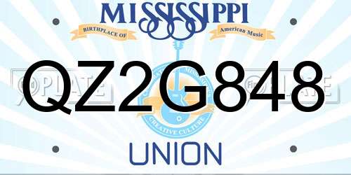 QZ2G848 Mississippi License Plate