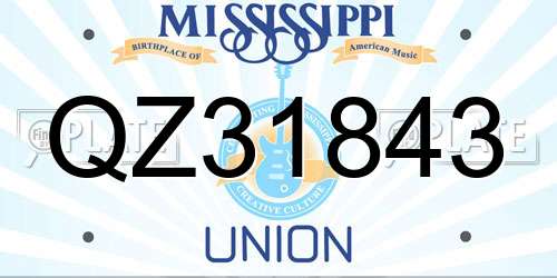 QZ31843 Mississippi License Plate
