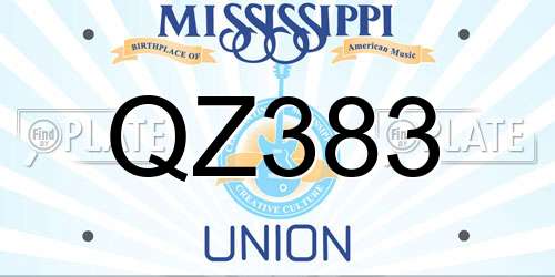 QZ383 Mississippi License Plate