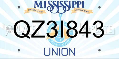 QZ3I843 Mississippi License Plate