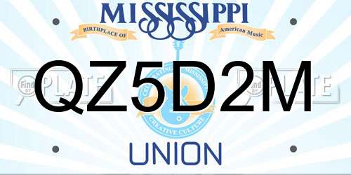 QZ5D2M Mississippi License Plate