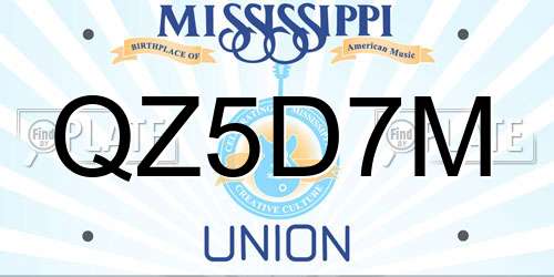 QZ5D7M Mississippi License Plate