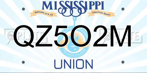 QZ5O2M Mississippi License Plate