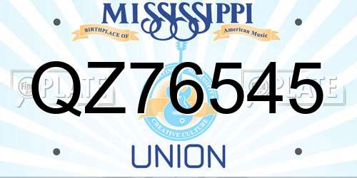 QZ76545 Mississippi License Plate