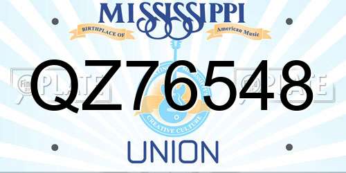 QZ76548 Mississippi License Plate