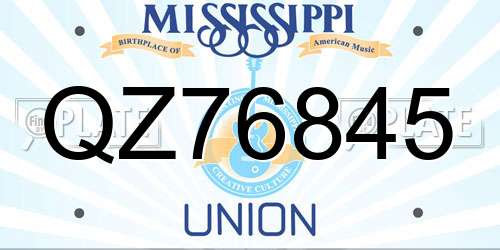 QZ76845 Mississippi License Plate
