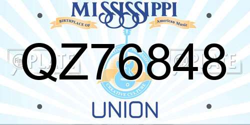QZ76848 Mississippi License Plate