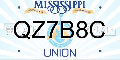 QZ7B8C Mississippi License Plate