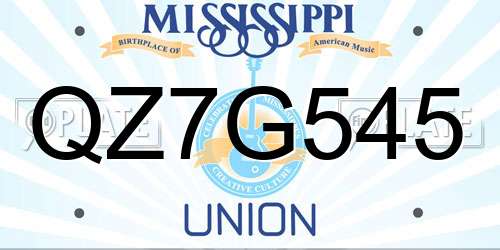 QZ7G545 Mississippi License Plate