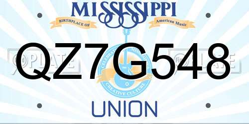 QZ7G548 Mississippi License Plate