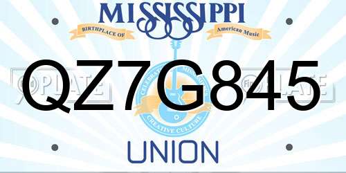 QZ7G845 Mississippi License Plate