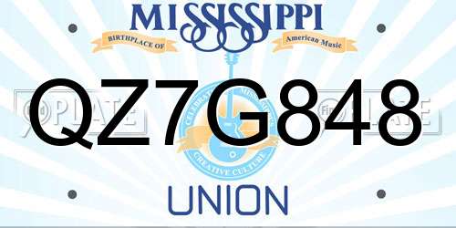 QZ7G848 Mississippi License Plate