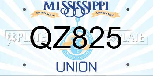 QZ825 Mississippi License Plate