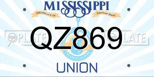 QZ869 Mississippi License Plate