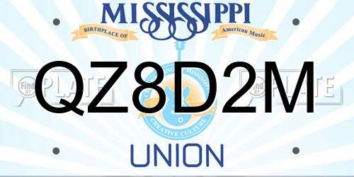 QZ8D2M Mississippi License Plate