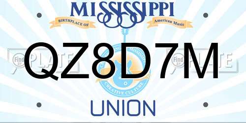 QZ8D7M Mississippi License Plate