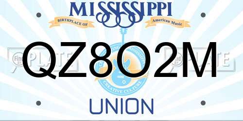 QZ8O2M Mississippi License Plate