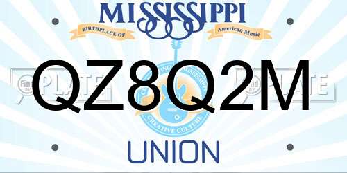 QZ8Q2M Mississippi License Plate