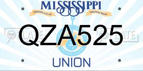 QZA525 Mississippi License Plate