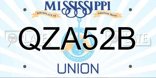 QZA52B Mississippi License Plate