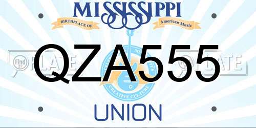 QZA555 Mississippi License Plate