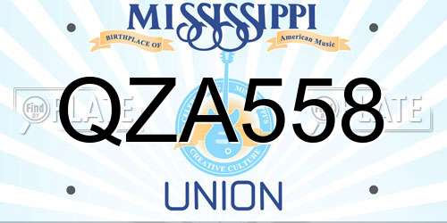 QZA558 Mississippi License Plate