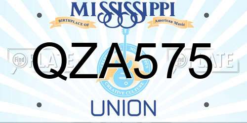 QZA575 Mississippi License Plate