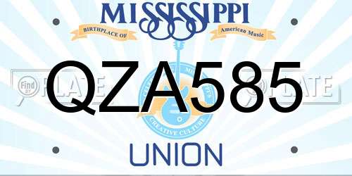 QZA585 Mississippi License Plate