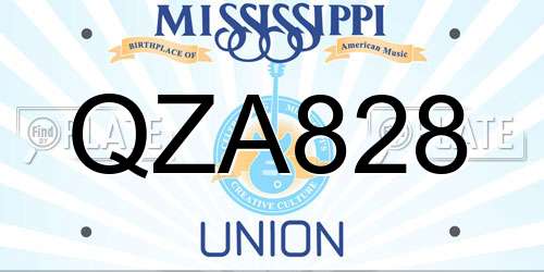 QZA828 Mississippi License Plate