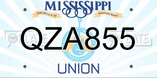 QZA855 Mississippi License Plate