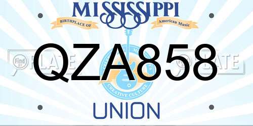QZA858 Mississippi License Plate