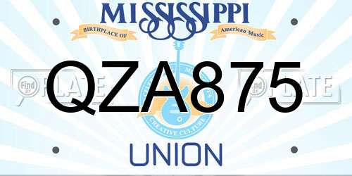 QZA875 Mississippi License Plate