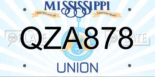 QZA878 Mississippi License Plate