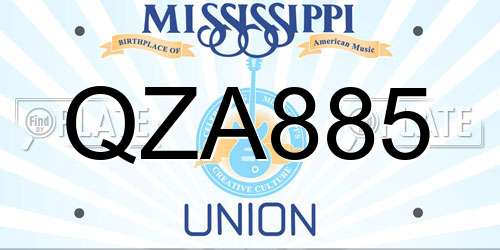 QZA885 Mississippi License Plate