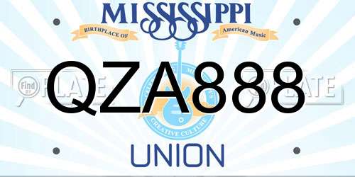 QZA888 Mississippi License Plate