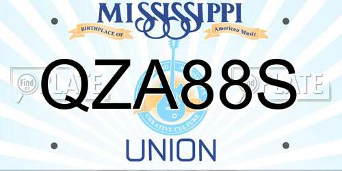 QZA88S Mississippi License Plate
