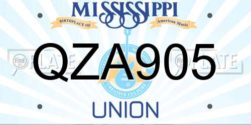 QZA905 Mississippi License Plate