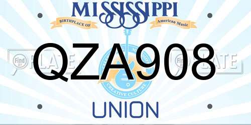 QZA908 Mississippi License Plate