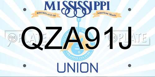 QZA91J Mississippi License Plate