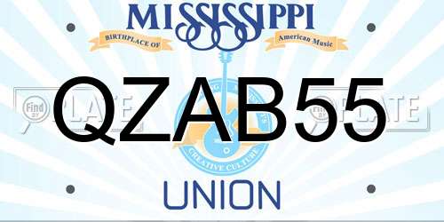 QZAB55 Mississippi License Plate