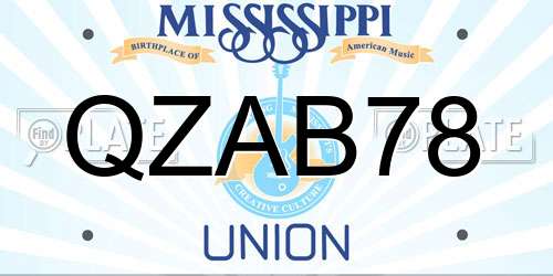 QZAB78 Mississippi License Plate