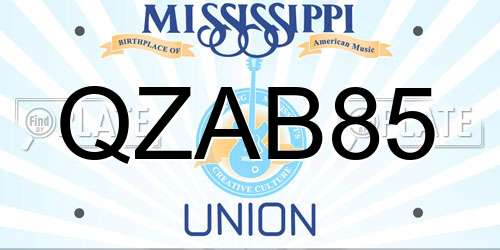 QZAB85 Mississippi License Plate