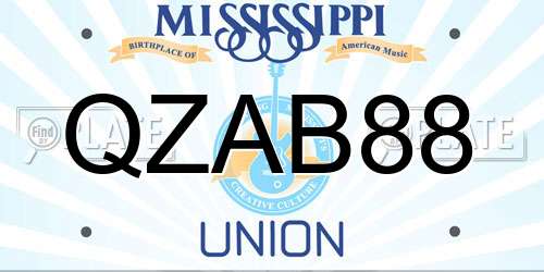 QZAB88 Mississippi License Plate