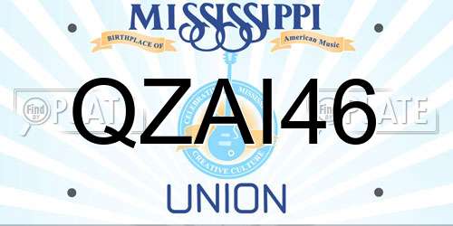 QZAI46 Mississippi License Plate