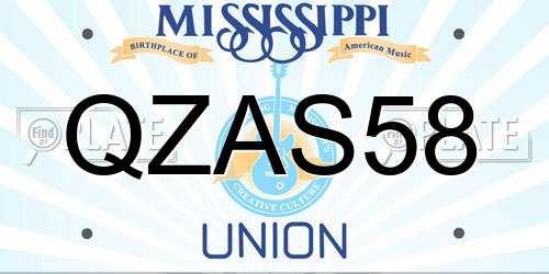 QZAS58 Mississippi License Plate