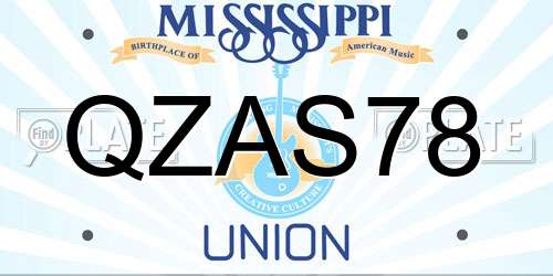 QZAS78 Mississippi License Plate