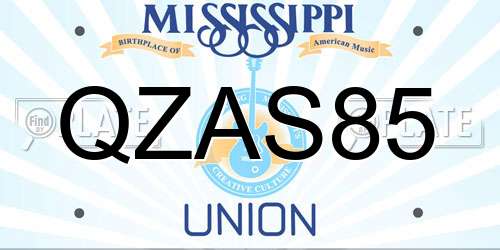 QZAS85 Mississippi License Plate
