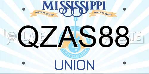 QZAS88 Mississippi License Plate