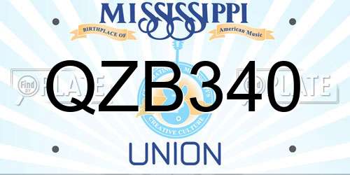 QZB340 Mississippi License Plate