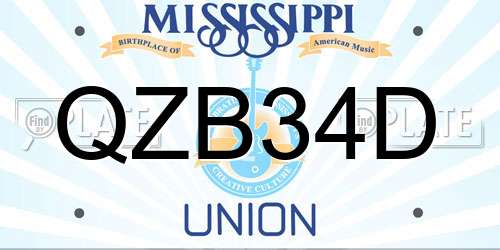 QZB34D Mississippi License Plate